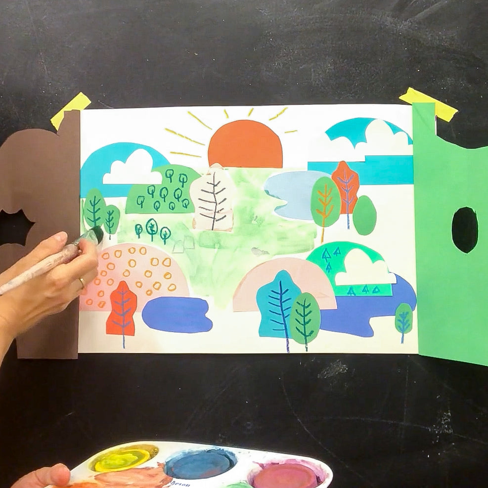 Online Mixed Media Art Class for Kids aged 3 to 8 years inspired by the book My Friend Earth