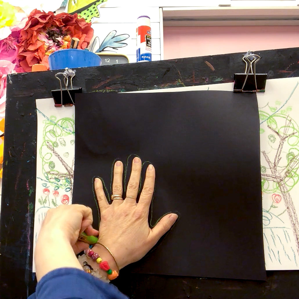 Online Mixed Media Art Class for Kids aged 3 to 8 years inspired by the book Hello Crow