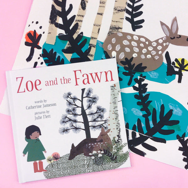 Online Mixed Media Art Class for Kids aged 3 to 8 years inspired by the book Zoe and the Fawn