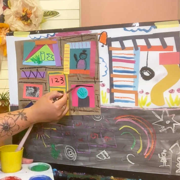 Online Mixed Media Art Class for Kids aged 3 to 8 years inspired by the book School&#39;s First Day of School