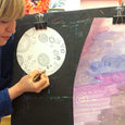 Online Mixed Media Art Class for Kids aged 3 to 8 years inspired by the book Whose Moon is That