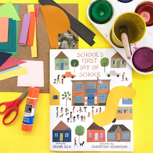 Online Mixed Media Art Class for Kids aged 3 to 8 years inspired by the book School's First Day of School