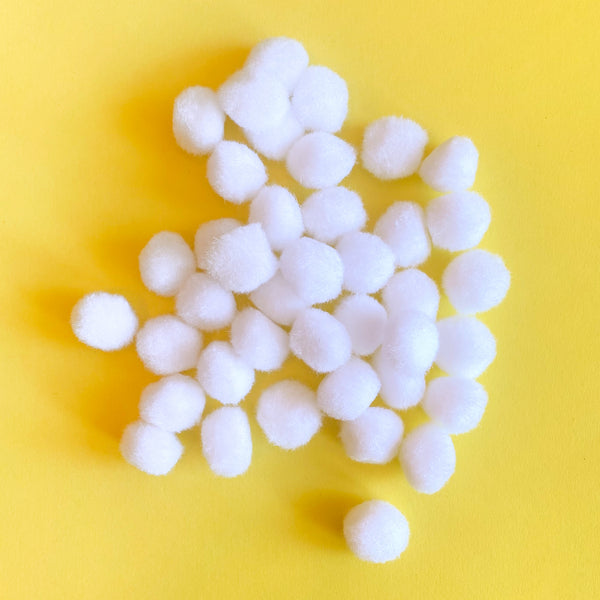 White Pom Poms 1 inch size in Bags of 40