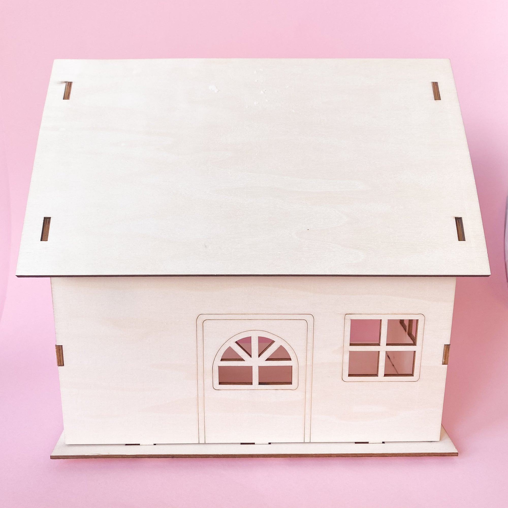 Wooden 3D buildable Doll House in unfinished wood