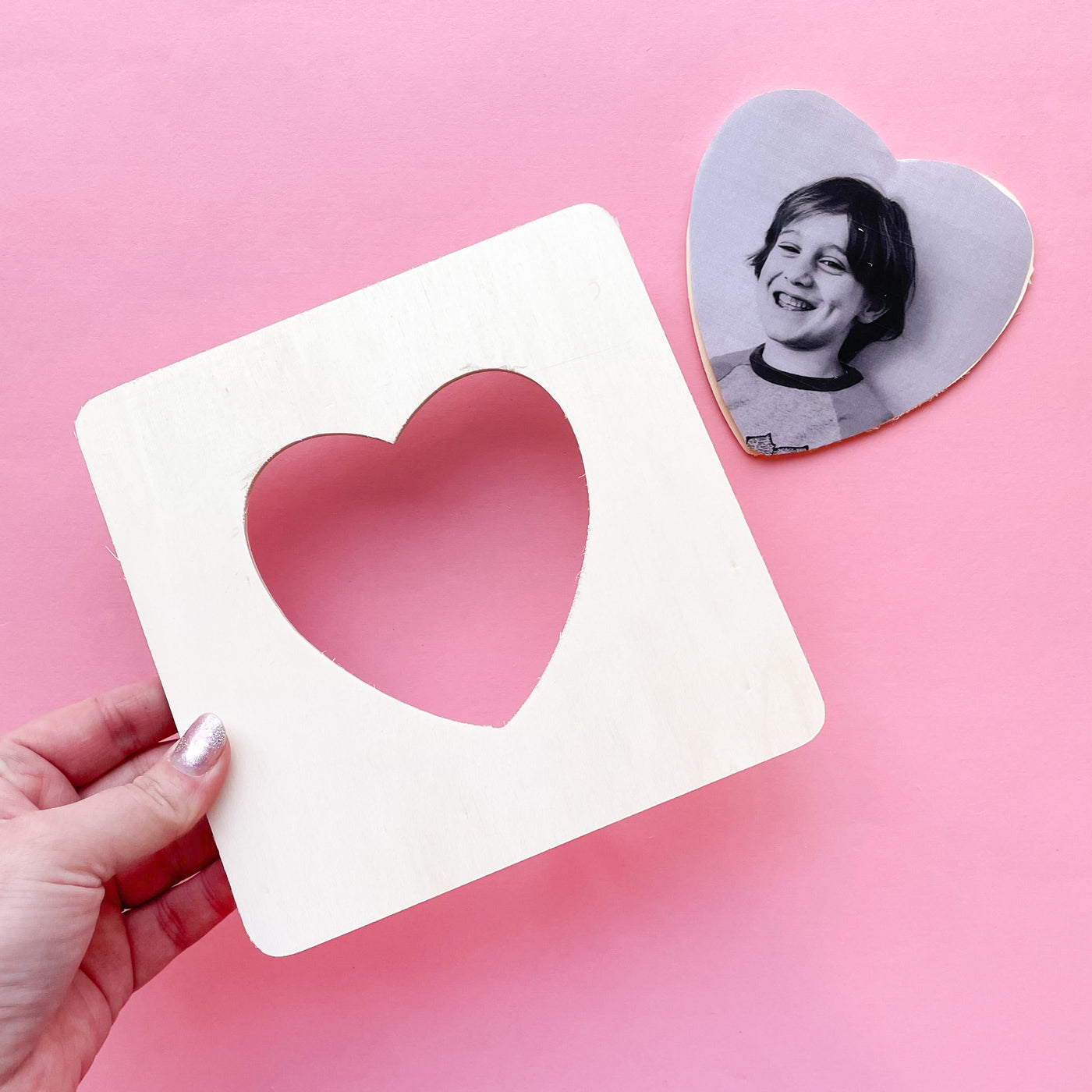 Wooden Paintable Heart Picture Frame