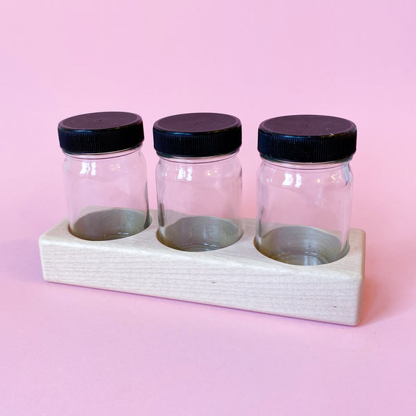 Small Wooden Holder with jars for Watercolour Paints with 100ml jars