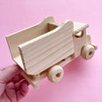 Wooden Paintable Dump Truck with moving Wheels