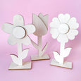 Wooden Paintable Flowers with a tulip, daisy with 5 pedals, daily with 6 pedals