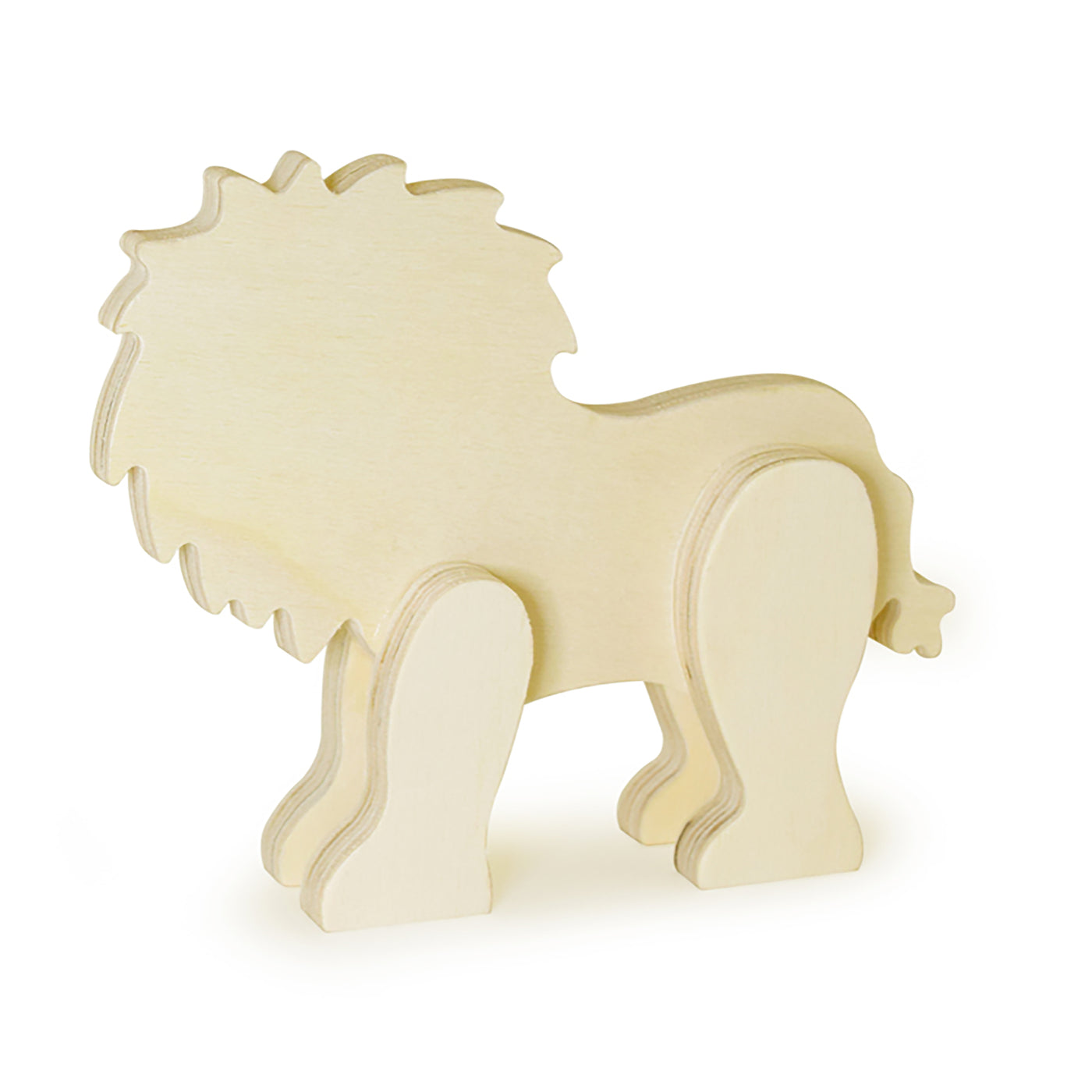 Wooden Standing Lion in unfinished paintable wood