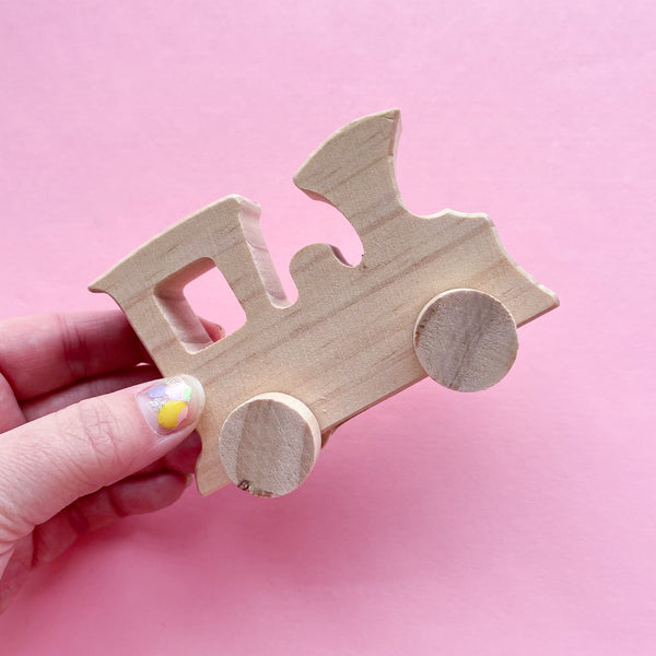 Wooden Paintable Train with moving Wheels