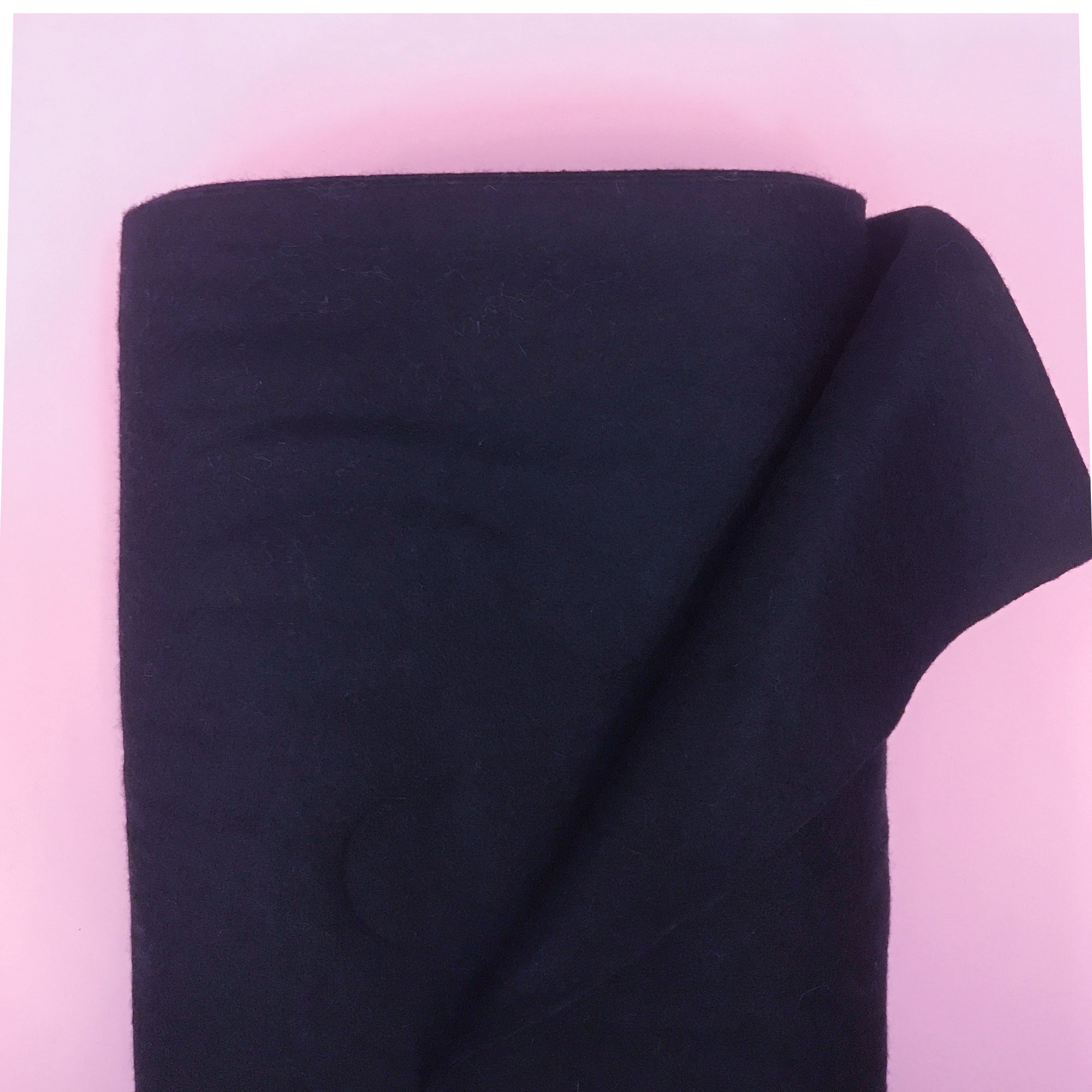 Black wool craft felt by the meter