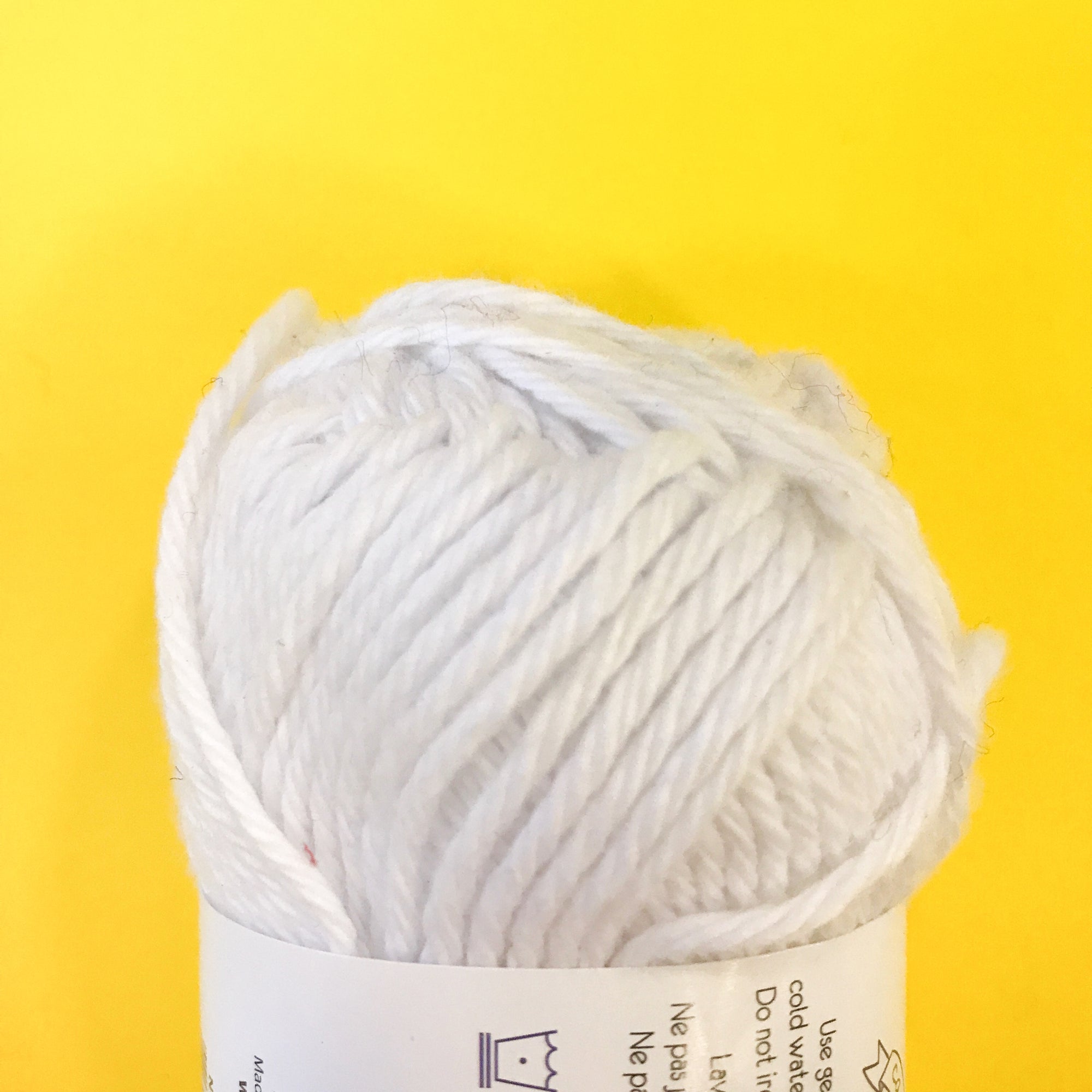White Cotton Solid Color Acrylic Yarn